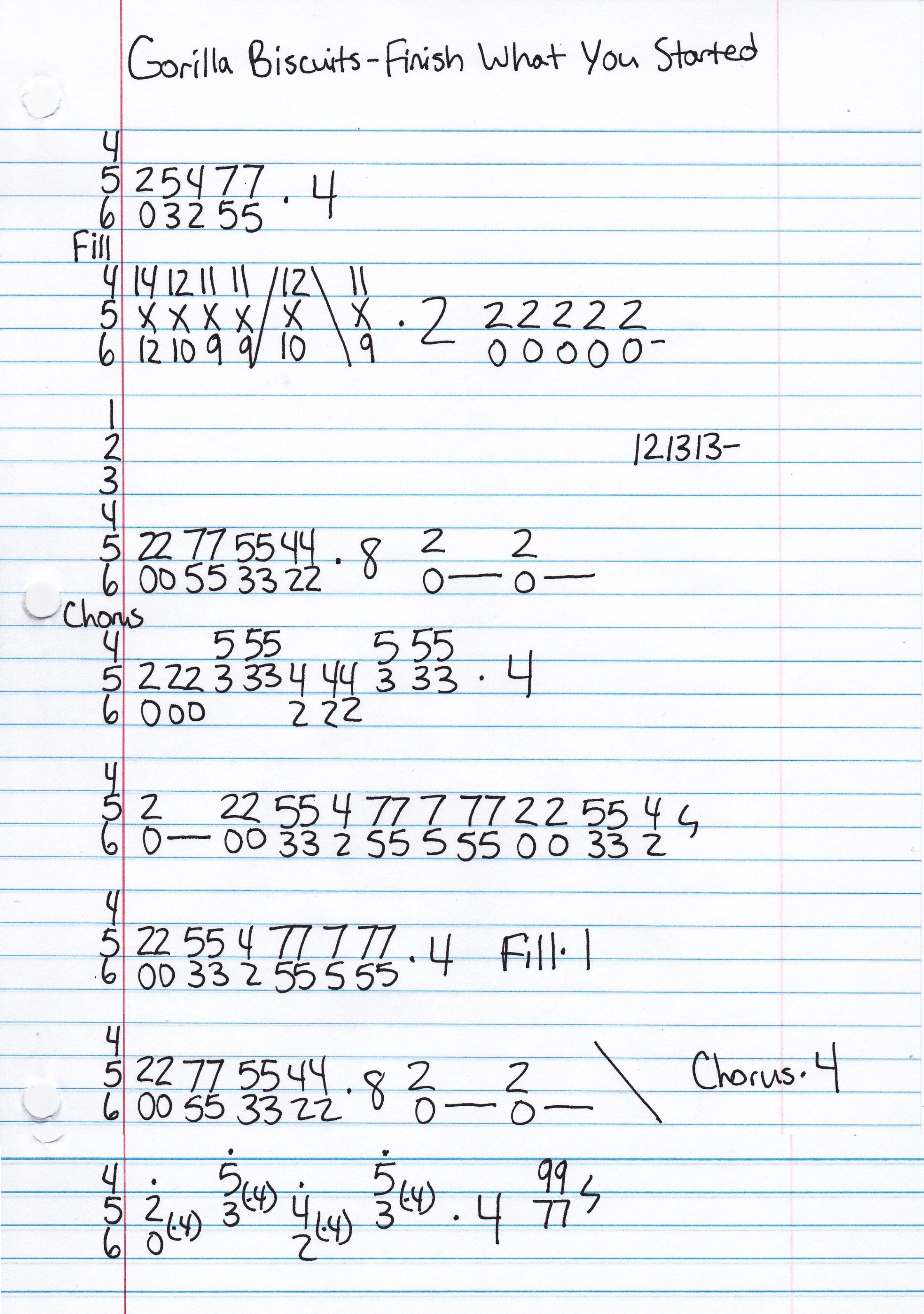 High quality guitar tab for Finish What You Started by Gorilla Biscuits off of the album Gorilla Biscuits. ***Complete and accurate guitar tab!***